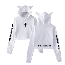 Load image into Gallery viewer, Billie Eilish Hoodie Women Sexy Cat Ear Sweatshirt Fashion Trend Cat Crop Top Hot Sale Kpop Kawaii Harajuku Hoodies Sweatshirt