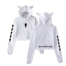Load image into Gallery viewer, Billie Eilish Hoodie Women Sexy Cat Ear Sweatshirt Fashion Trend Cat Crop Top Hot Sale Kpop Kawaii Harajuku Hoodies Sweatshirt