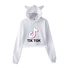 Load image into Gallery viewer, New Korean Style Casual Femme Long-sleeved Short Cat Ears Pullovers Sweatshirts 2019 Autumn Women Tic Tok Hooded Sweatshirts