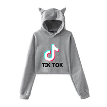 Load image into Gallery viewer, New Korean Style Casual Femme Long-sleeved Short Cat Ears Pullovers Sweatshirts 2019 Autumn Women Tic Tok Hooded Sweatshirts