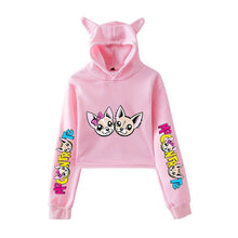 Load image into Gallery viewer, New Korean Style Casual Femme Long-sleeved Short Cat Ears Pullovers Sweatshirts 2019 Autumn Women Tic Tok Hooded Sweatshirts