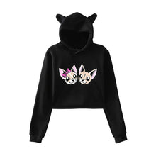 Load image into Gallery viewer, New Korean Style Casual Femme Long-sleeved Short Cat Ears Pullovers Sweatshirts 2019 Autumn Women Tic Tok Hooded Sweatshirts