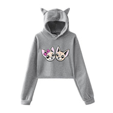Load image into Gallery viewer, New Korean Style Casual Femme Long-sleeved Short Cat Ears Pullovers Sweatshirts 2019 Autumn Women Tic Tok Hooded Sweatshirts