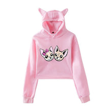 Load image into Gallery viewer, New Korean Style Casual Femme Long-sleeved Short Cat Ears Pullovers Sweatshirts 2019 Autumn Women Tic Tok Hooded Sweatshirts