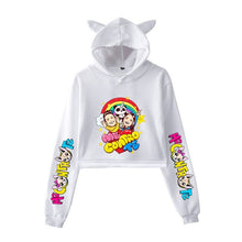 Load image into Gallery viewer, New Korean Style Casual Femme Long-sleeved Short Cat Ears Pullovers Sweatshirts 2019 Autumn Women Tic Tok Hooded Sweatshirts